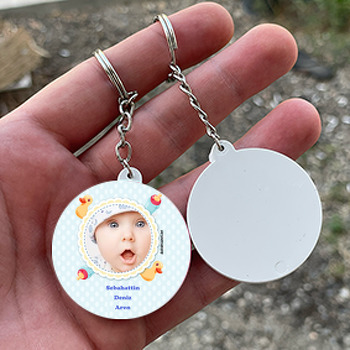 Erkek Bebek İçin Hoşgeldin Bebek Daire Plastik Anahtarlık