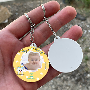 Erkek Bebek için Sarı Yıldız Temalı Diş Daire Plastik Anahtarlık