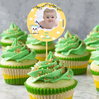 Erkek Bebek için Sarı Yıldız Temalı Diş Kürdan Süs