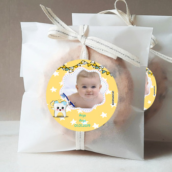 Erkek Bebek için Sarı Yıldız Temalı Diş Sticker