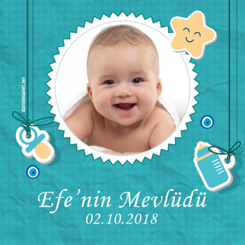 Erkek Bebek Mevlüdü Temalı   Kare Parti Afişi
