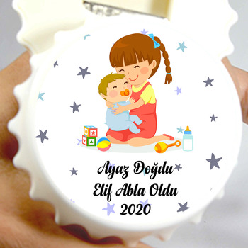 Erkek Kardeşi Doğdu Abla Oldu Temalı Kapak Şekilli Magnet Açacak