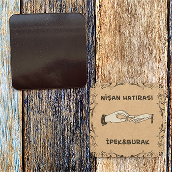 Eskitme Zeminli Söz Nişan Nikah Temalı Kare Magnet