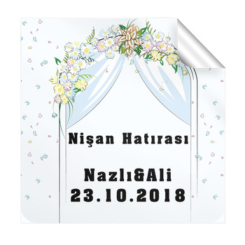 Evleniyoruz Temalı Söz Nişan  Kare Etiket