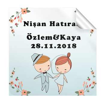 Evleniyoruz Temalı Söz Nişan  Kare Etiket