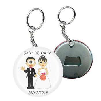 Evlilik Temalı Arkası Açacak Anahtarlık