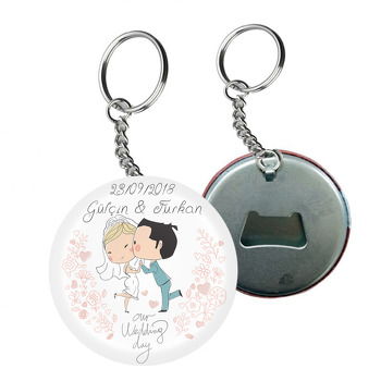 Evlilik Temalı Arkası Açacak Anahtarlık