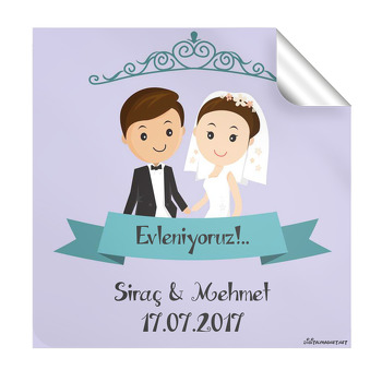 Evlilik Temalı  Kare Etiket