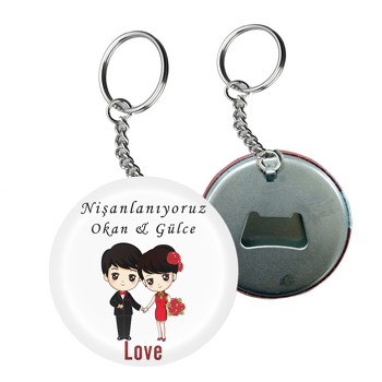 Evlilik ve Nişan Temalı Arkası Açacak Anahtarlık