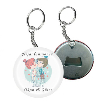 Evlilik ve Nişan Temalı Arkası Açacak Anahtarlık