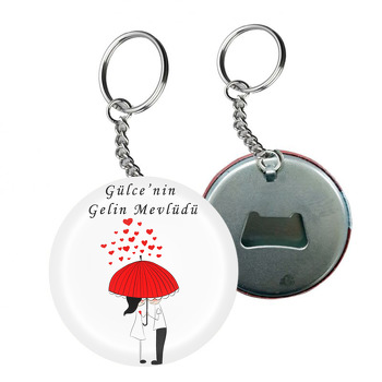 Evlilik ve Nişan Temalı Arkası Açacak Anahtarlık