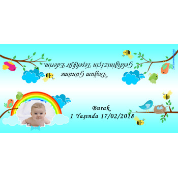 Şirin Kuşlar Temalı Hediye Paket Başlığı