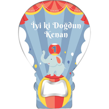 Fil Jumbo ile Top Temalı Balon Ahşap Magnet 