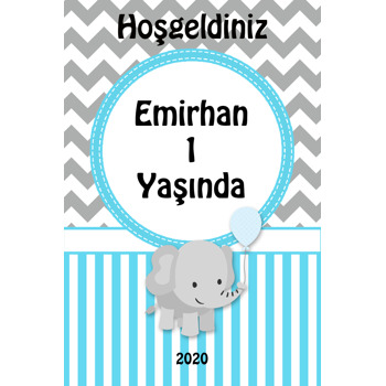 Fil Temalı Yazılı Doğum Günü Afiş