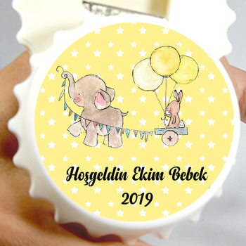Fil ve Tavşan Temalı Hoşgeldin Bebek Kapak Magnet Açacak