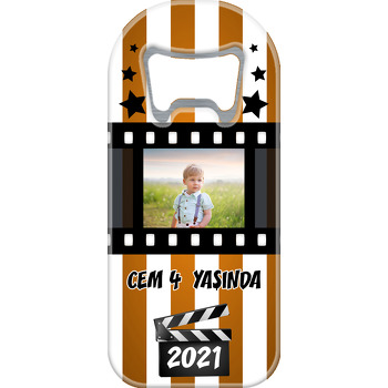 Film Karesi Kahverengi Çizgili Fon Temalı Uzun Magnet Açacak