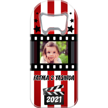 Film Karesi Kırmızı Çizgili Fon Temalı Uzun Magnet Açacak