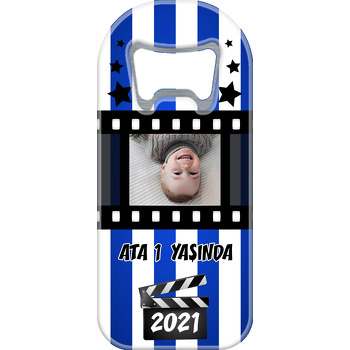 Film Karesi Koyu Mavi Çizgili Fon Temalı Uzun Magnet Açacak