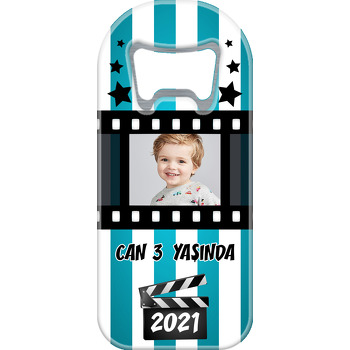 Film Karesi Koyu Yeşil Çizgili Fon Temalı Uzun Magnet Açacak