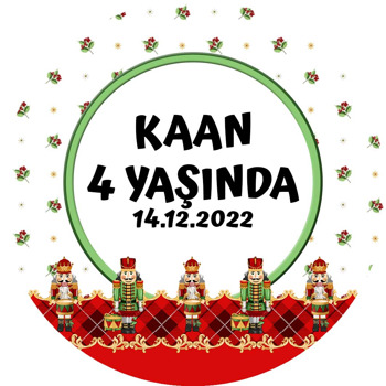 Fındıkkıran Asker ile Yeni Yıl Temalı Akrilik Daire Magnet