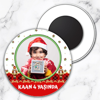 Fındıkkıran Asker ile Yeni Yıl Temalı Daire Plastik Magnet