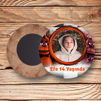 Five Nights At Freddys Temalı Resimli Ahşap Daire Magnet