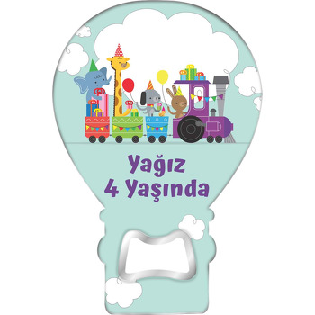 Flamalı Renkli Trenler Temalı Balon Ahşap Magnet 