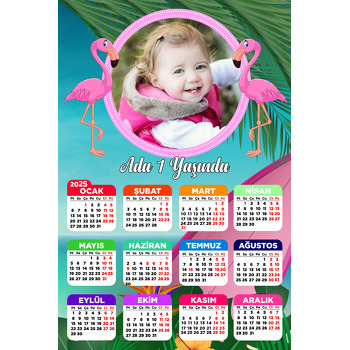 Flamingo Orman Temalı Takvim Magnet