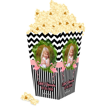 Flamingo Siyah Beyaz  Temalı Popcorn Kutusu