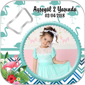 Flamingo ve Çiçek Temalı Kare Magnet Açacak