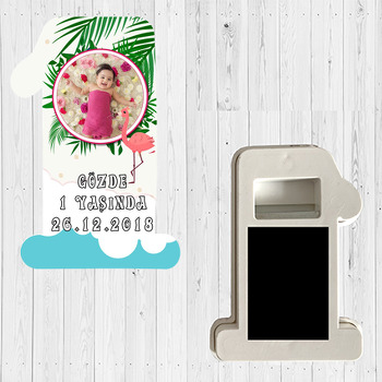 Flamingo ve Yeşil Temalı Doğum Günü Magnet Açacak