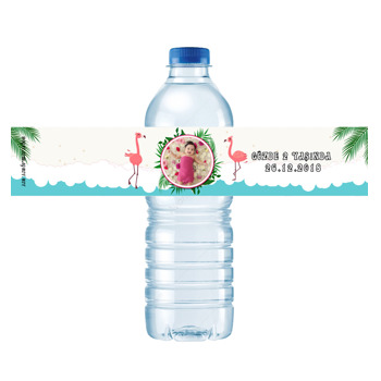 Flamingo Yeşil Temalı Su Şişesi Etiketi