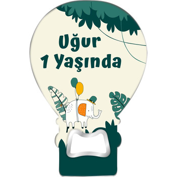 Fötr Şapkalı Fil Temalı Balon Ahşap Magnet 