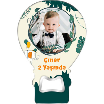 Fötr Şapkalı Fil Temalı Balon Ahşap Magnet 