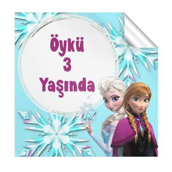 Frozen Karlar Ülkesi Temalı Kare Parti Etiket