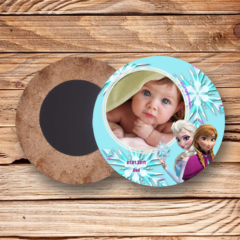 Frozen Karlar Ülkesi Temalı Resimli Ahşap Daire Magnet