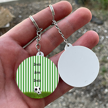 Futbol Temalı Daire Plastik Anahtarlık 