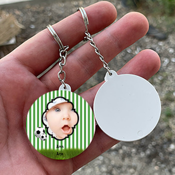 Futbol Temalı Resimli Daire Plastik Anahtarlık