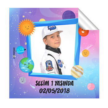 Galaksi Temalı  Kare Etiket