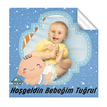 Gece Temalı Bebek  Kare Etiketi