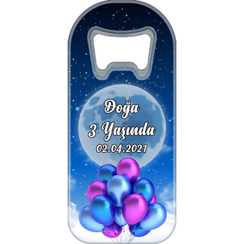 Gece Ve Gökyüzünde Mor Mavi Balonlar Temalı Doğum Günü Uzun Açacak