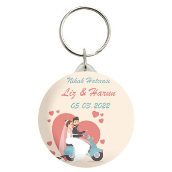 Gelin Damat ile Yeşil Motor Temalı Anahtarlık