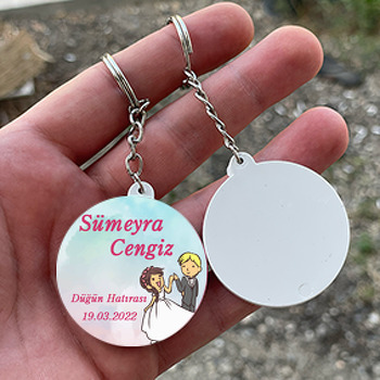 Gelin Damat İlk Dans Temalı Daire Plastik Anahtarlık