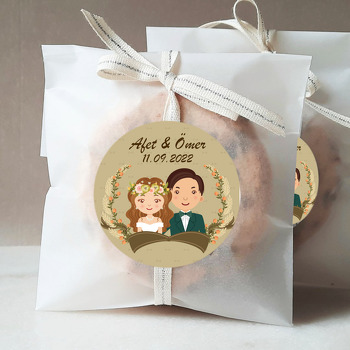 Gelin ile Damat Kahverengi Flama Temalı Sticker