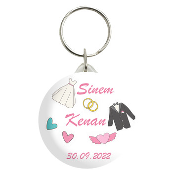 Gelinlik ve Damatlıkla Alyanslar Temalı Anahtarlık