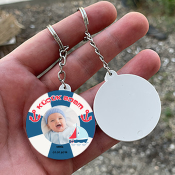 Gemili Daire Plastik Anahtarlık 2