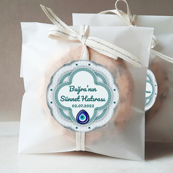 Geometrik Greek Desen ile Çiçek Motifi ve Sünnet Temalı Sticker