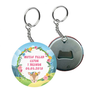 Geyik Temalı Arkası Açacak Anahtarlık