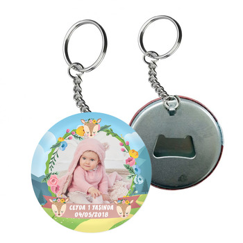 Geyik Temalı Resimli Arkası Açacak Anahtarlık