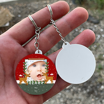 Geyik Temalı Resimli Daire Plastik Anahtarlık